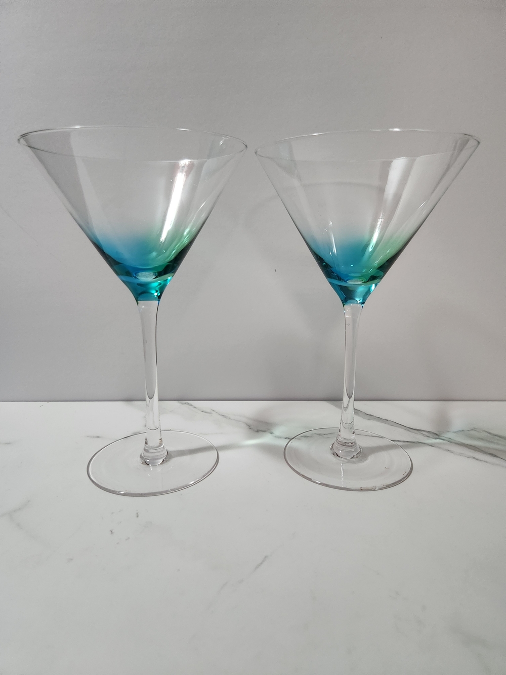 Blue-Green Ombre Martini Glasses Set - 2 Piece